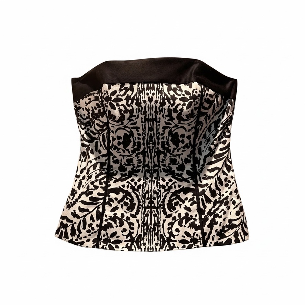 White House Black Market Monochrome Patterned Corset